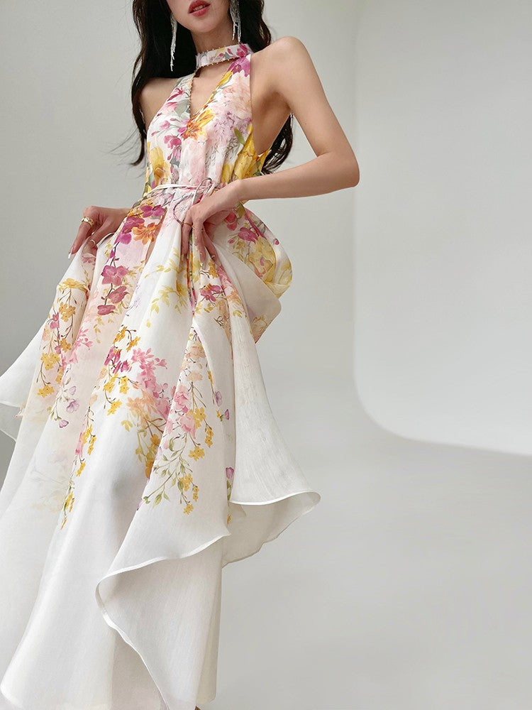 Aconiconi|Day Lily Japanese Style V-neck Summer Dress