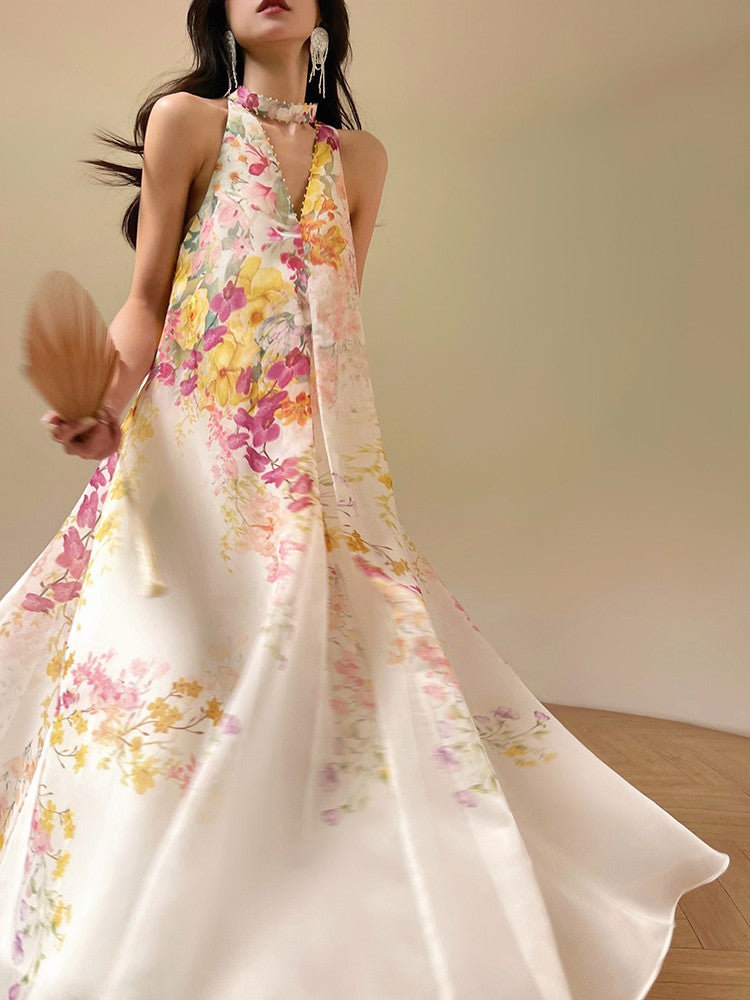 Aconiconi|Day Lily Japanese Style V-neck Summer Dress