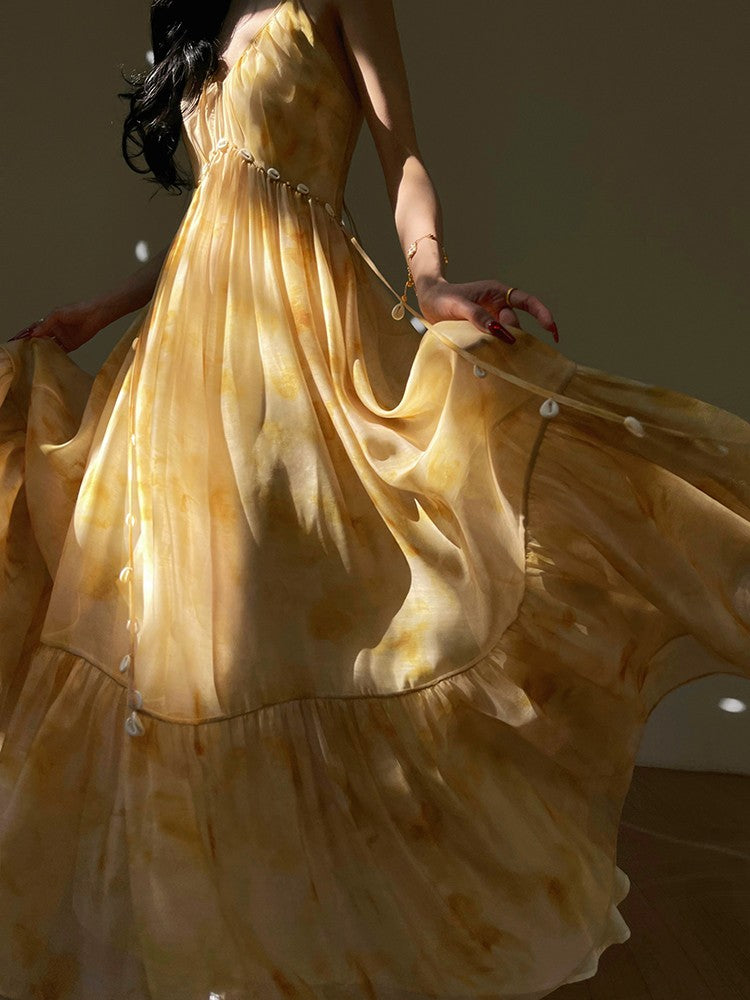 Aconiconi|Seaside Summer Sunset Long Flowy Dress