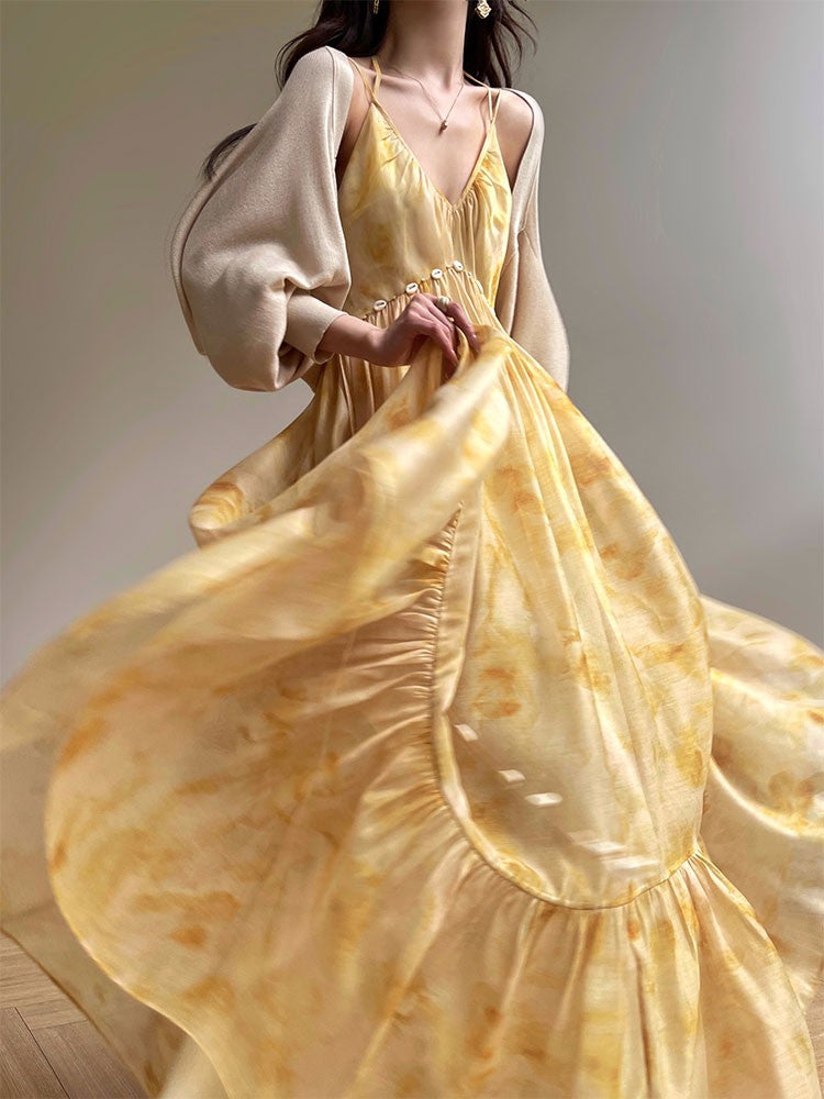 Aconiconi|Seaside Summer Sunset Long Flowy Dress