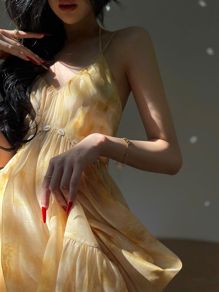 Aconiconi|Seaside Summer Sunset Long Flowy Dress
