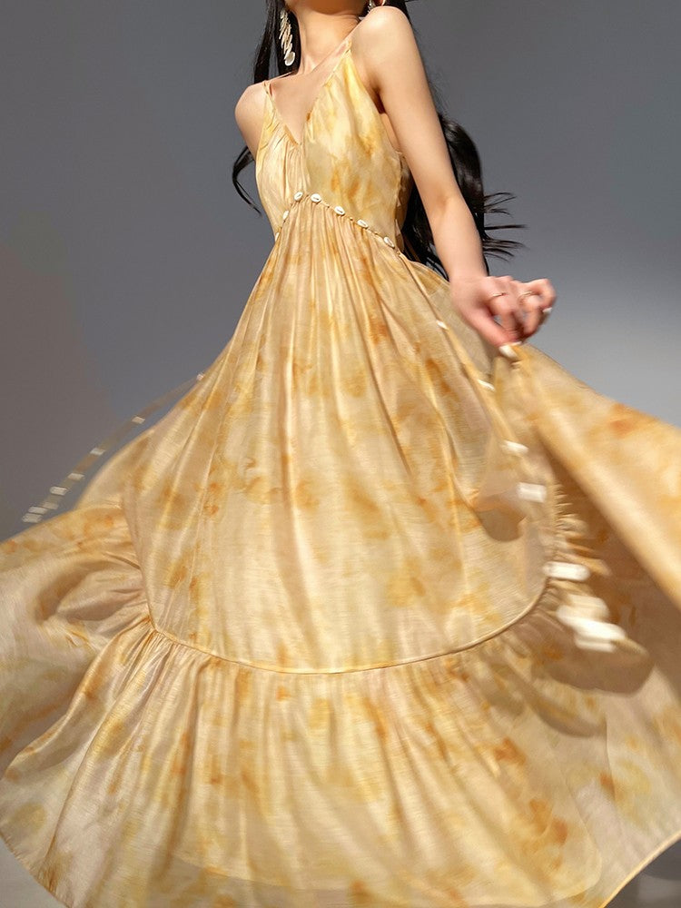 Aconiconi|Seaside Summer Sunset Long Flowy Dress
