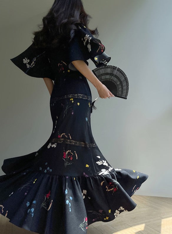 Aconiconi|Retro Romance Lace Black Dress