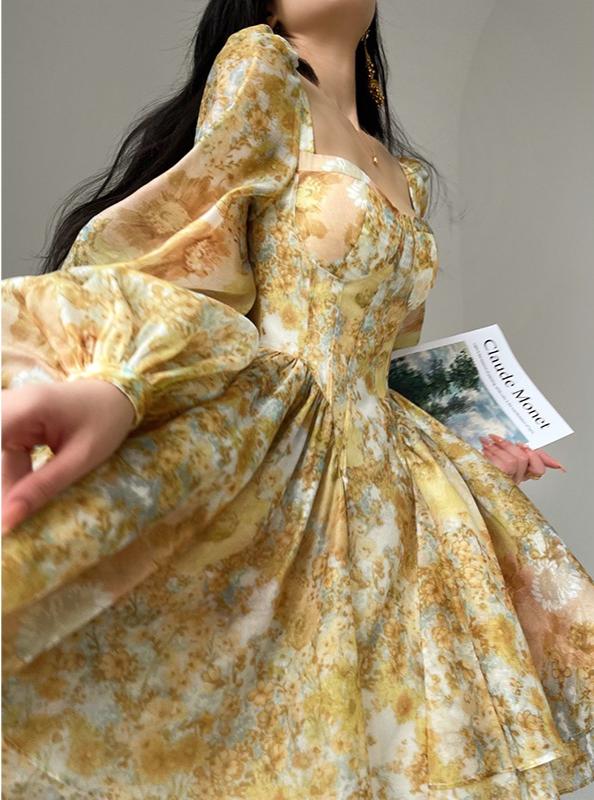 Aconiconi|Canglan Sweetheart Long Sleeve Dress