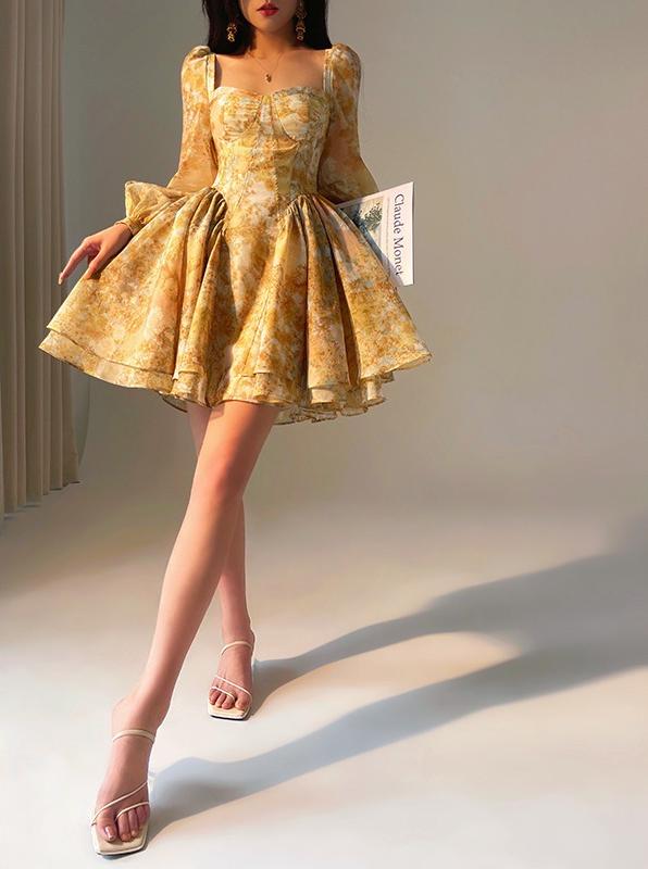 Aconiconi|Canglan Sweetheart Long Sleeve Dress