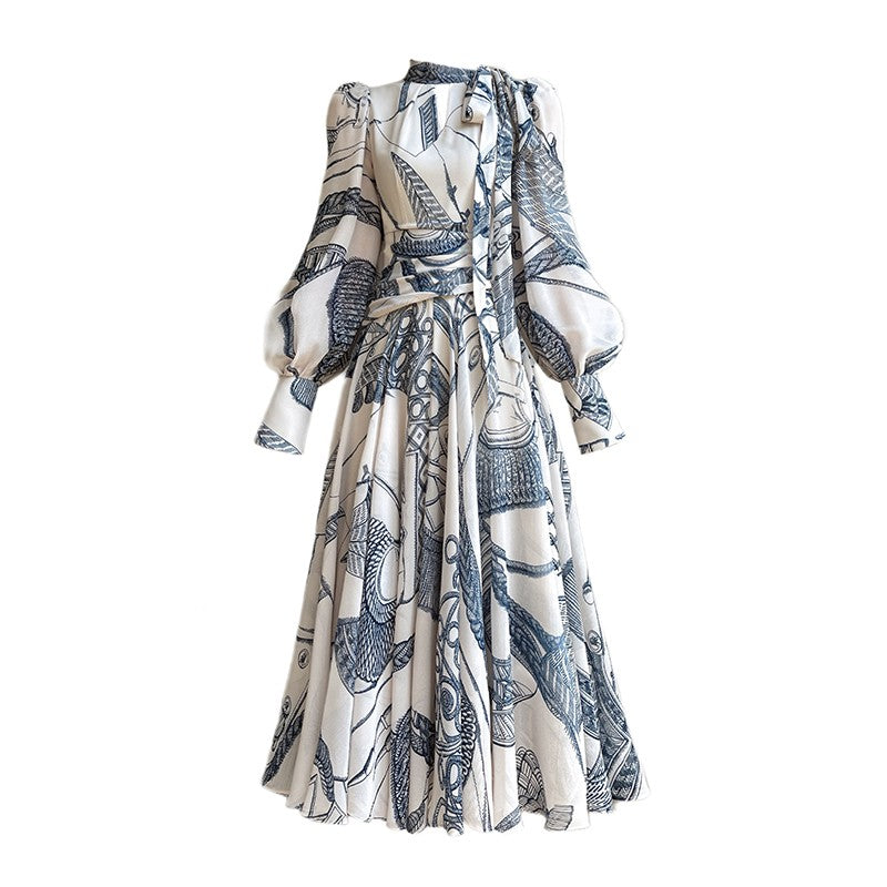 Aconiconi|Amethyst Dawn French Retro Long Sleeve Dress