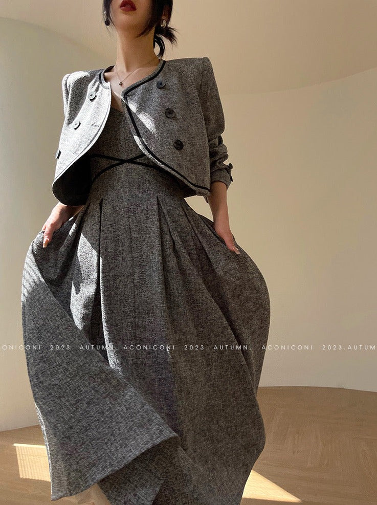 Aconiconi|Kawashima Girl Elegant Temperament Dress Suit Sling Long Dress