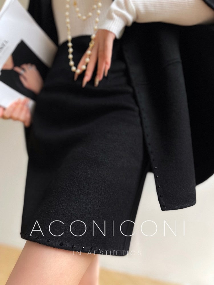 Aconiconi | Night Twilight Wool Autumn Skirt Suit