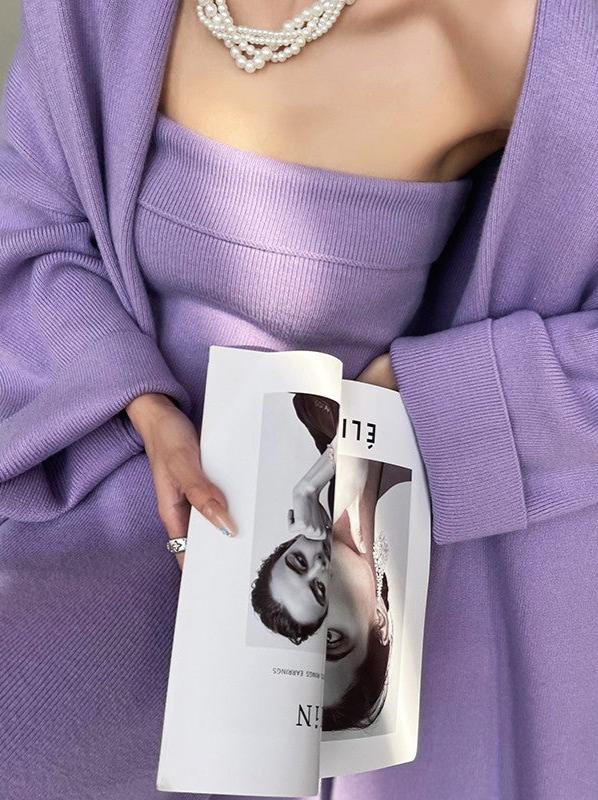Aconiconi|Whispering Lilac Knit Dress Set