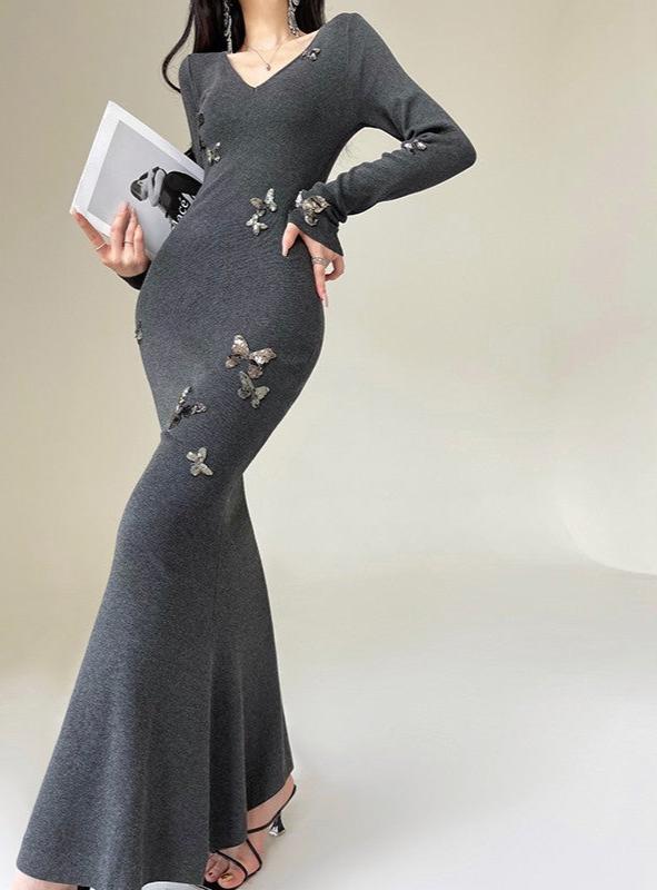 Aconiconi|Silverdew Charm Slim Long Dress