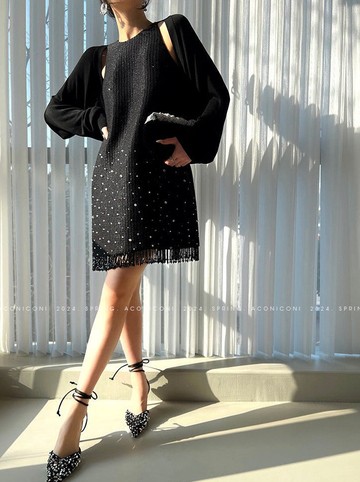 Aconiconi|Light diamond shimmer wool dress