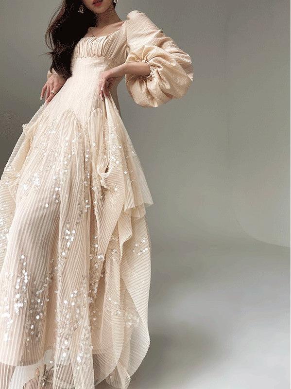 Aconiconi|Twilight Tulle Sequined Long Dress