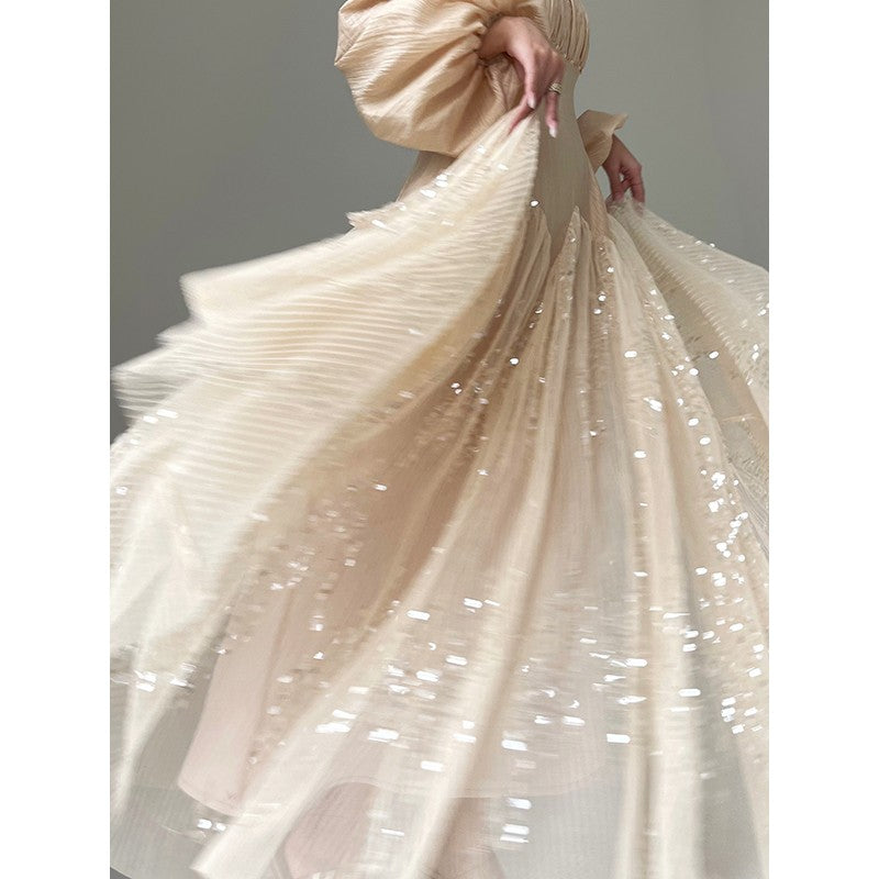 Aconiconi|Twilight Tulle Sequined Long Dress