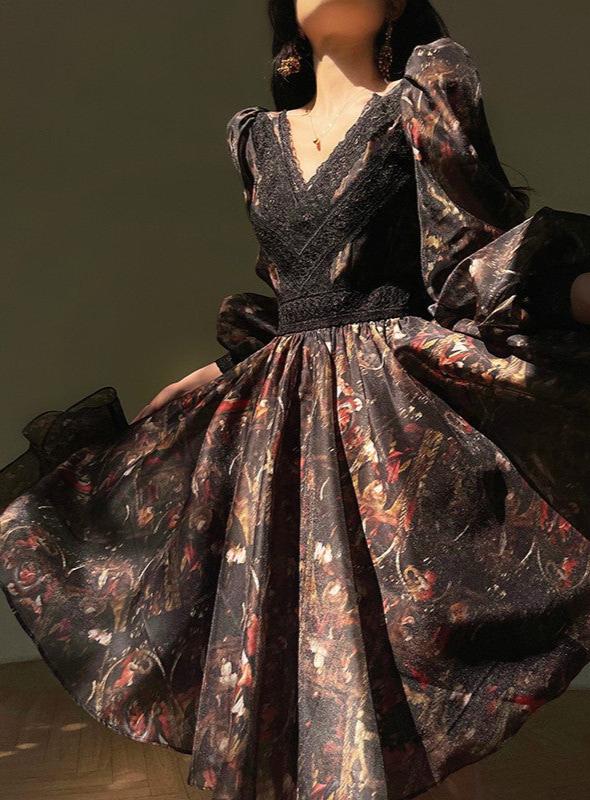 Aconiconi|Silken Moon Long Sleeve Autumn dress
