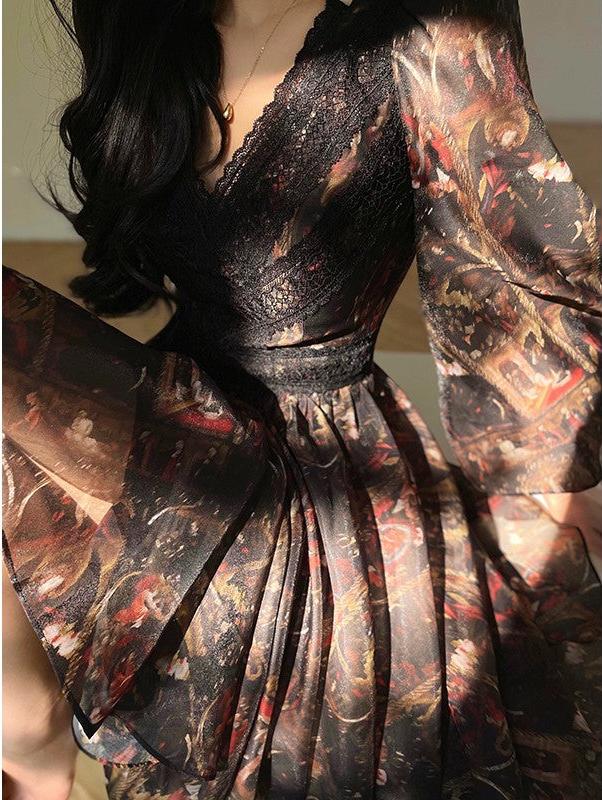 Aconiconi|Silken Moon Long Sleeve Autumn dress