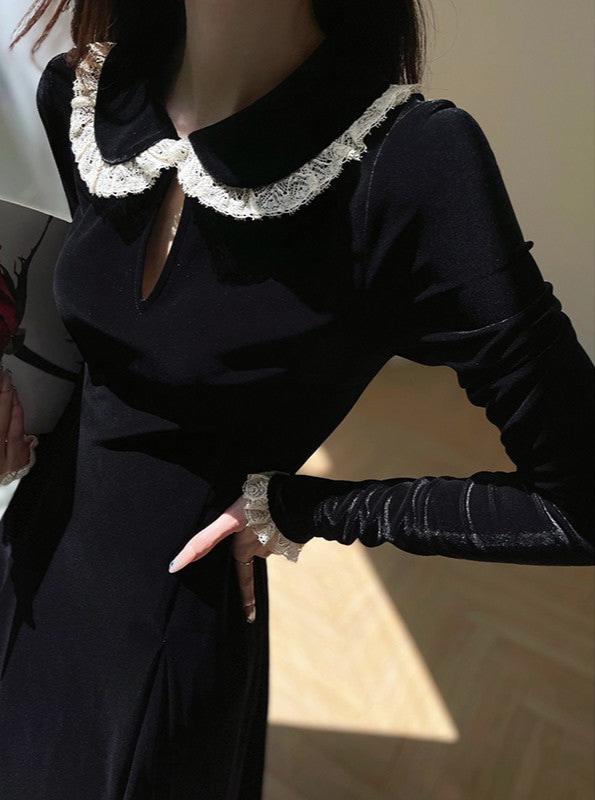 Aconiconi|Alice Retro Velvet Elegant Winter Dress