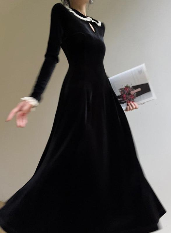 Aconiconi|Alice Retro Velvet Elegant Winter Dress