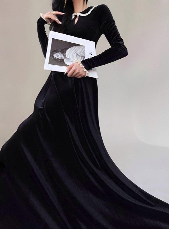 Aconiconi|Alice Retro Velvet Elegant Winter Dress