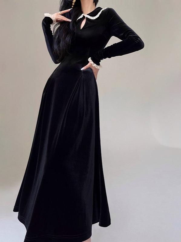 Aconiconi|Alice Retro Velvet Elegant Winter Dress