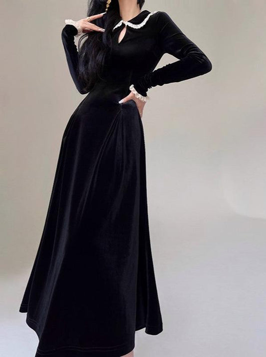 Aconiconi|Alice Retro Velvet Elegant Winter Dress