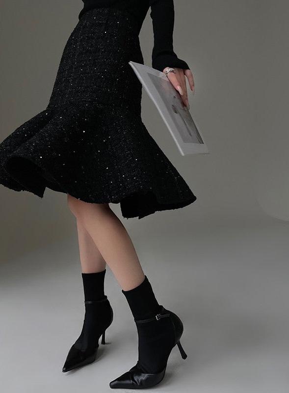Aconiconi| Sand Star Wool Retro Tweed Skirt Suit