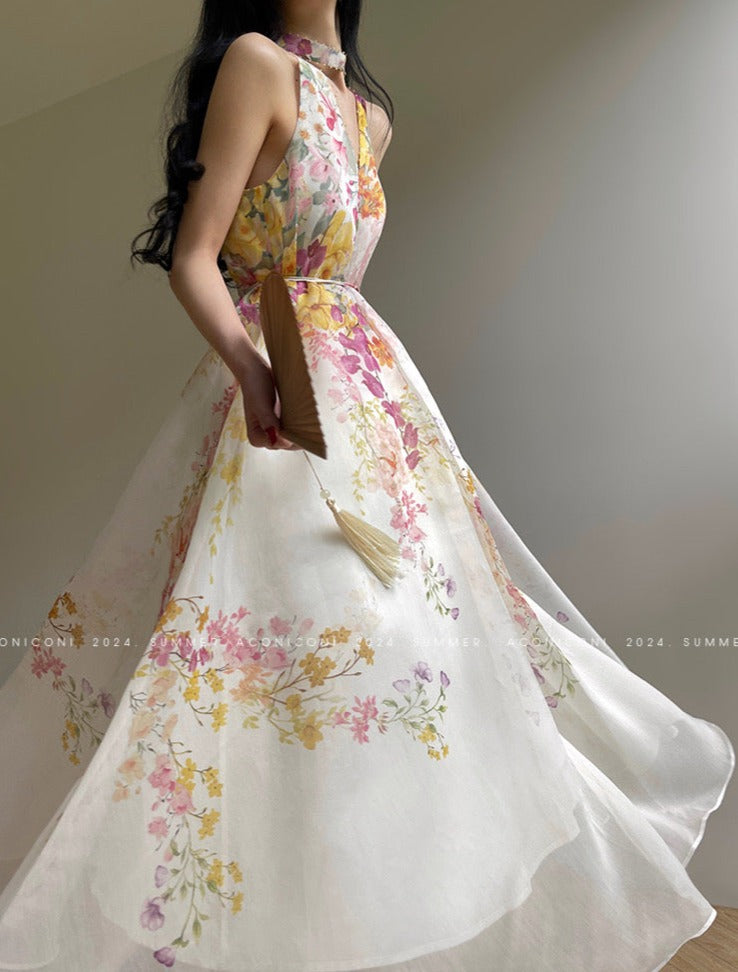 Aconiconi|Day Lily Japanese Style V-neck Summer Dress
