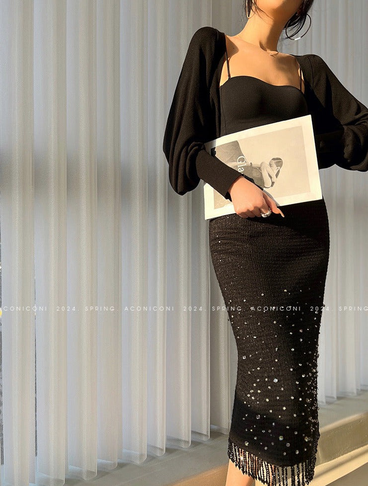 Aconiconi|Light diamond shimmer wool dress