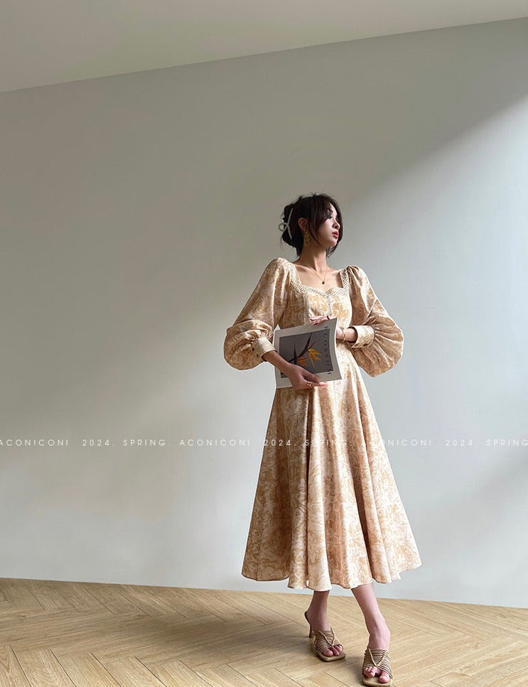 Warm Spring Retro Long Dress
