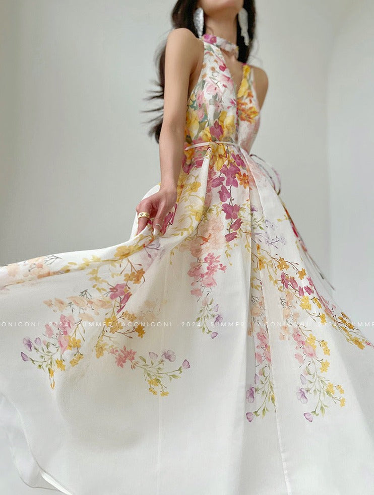 Aconiconi|Day Lily Japanese Style V-neck Summer Dress