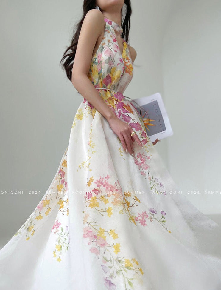 Aconiconi|Day Lily Japanese Style V-neck Summer Dress