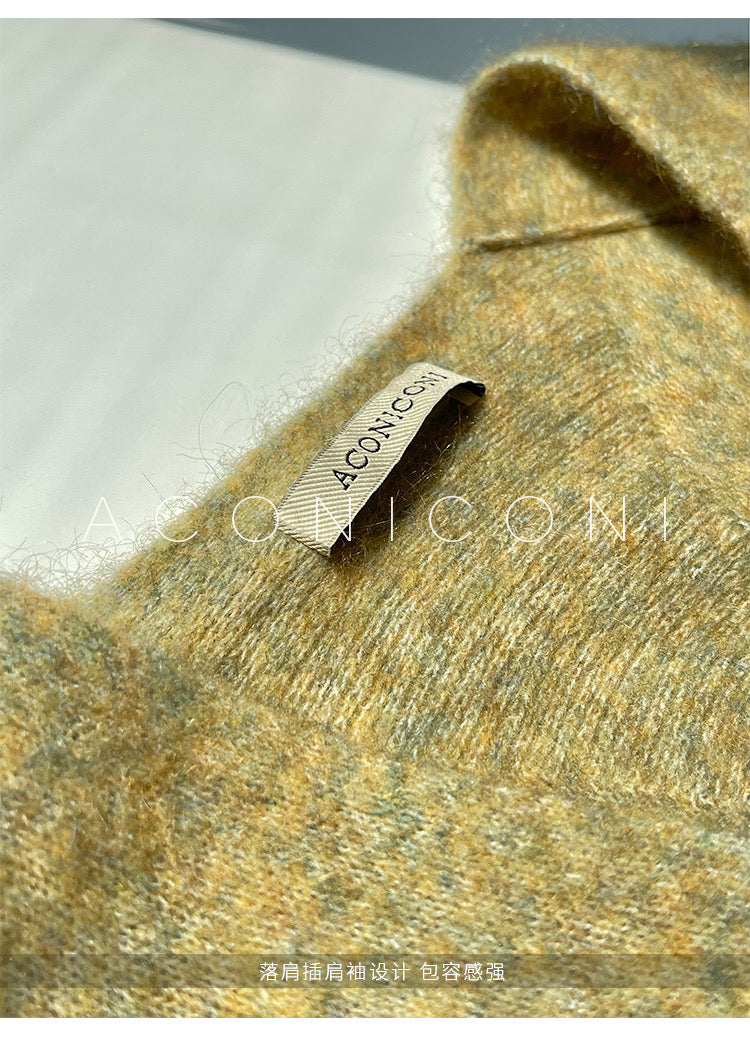 Aconiconi|Late autumn evening wool knitted suspender dress & cardigan