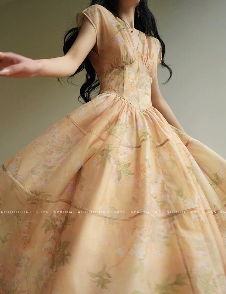 Aconiconi | Soft Sunrise Elegant Flowy Dress