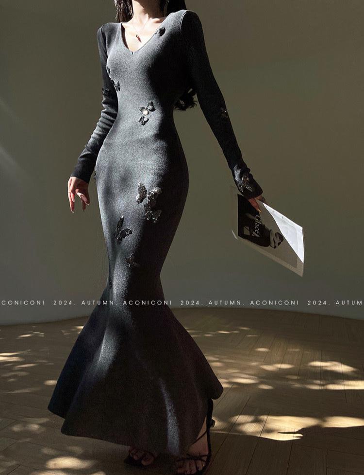Aconiconi|Silverdew Charm Slim Long Dress