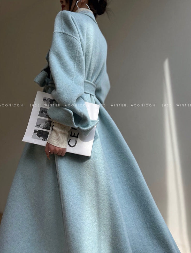 Aconiconi|Dark Night & Sea Waves Double-Sided Wool Coat