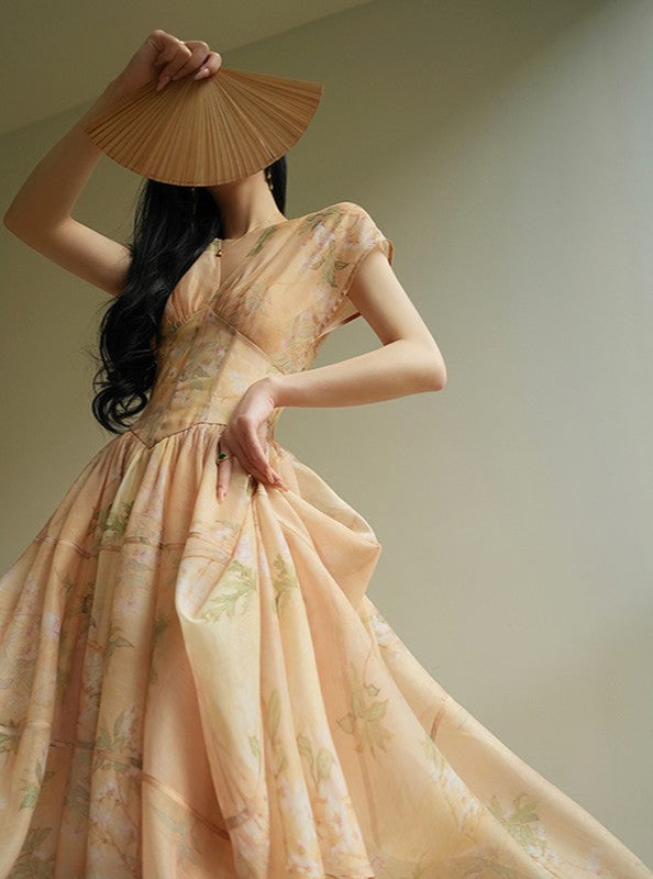 Aconiconi | Soft Sunrise Elegant Flowy Dress