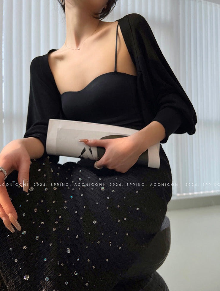 Aconiconi|Light diamond shimmer wool dress