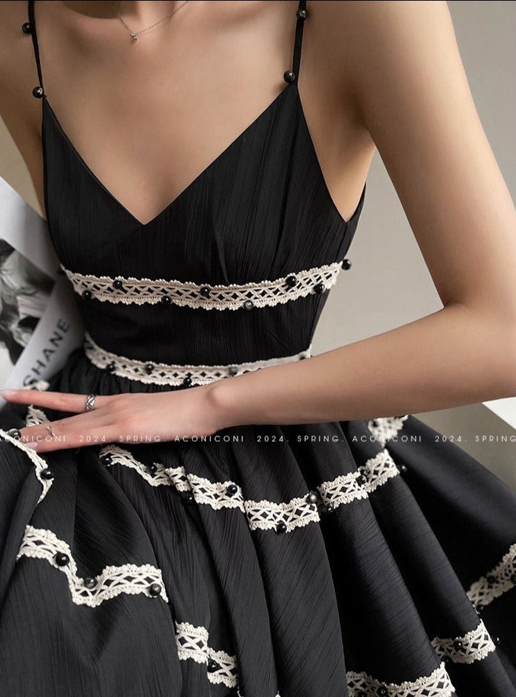 Aconiconi|Rainy Night in Paris Black Short Dress
