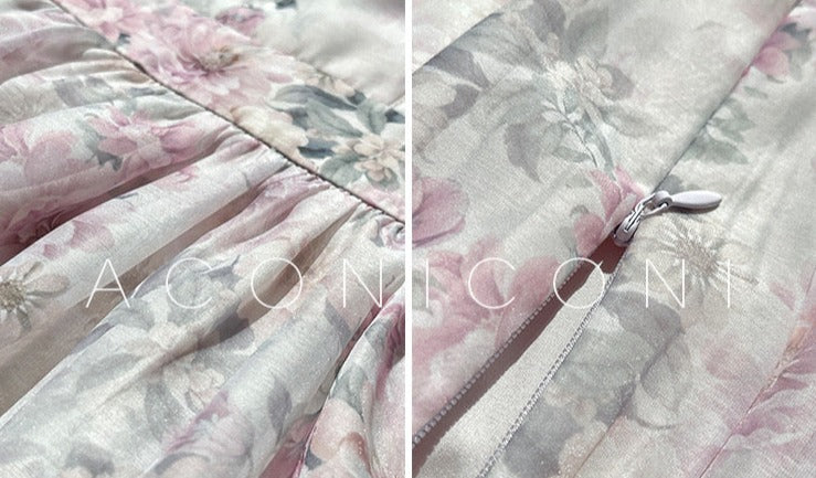 Aconiconi|Spring Flower Long Feminine Dress