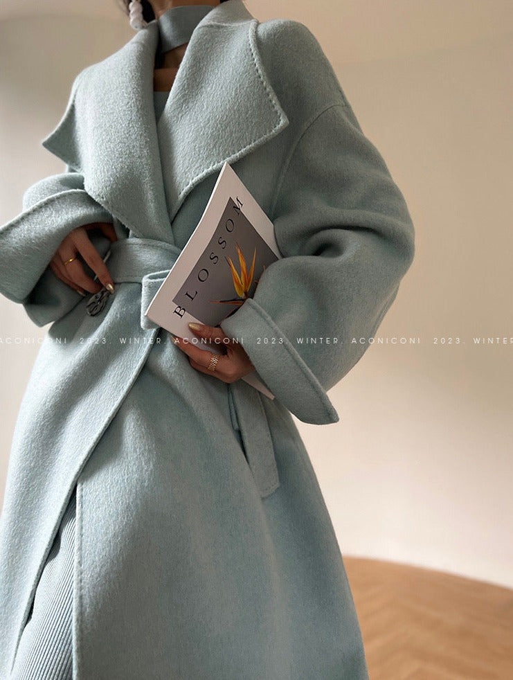 Aconiconi|Dark Night & Sea Waves Double-Sided Wool Coat