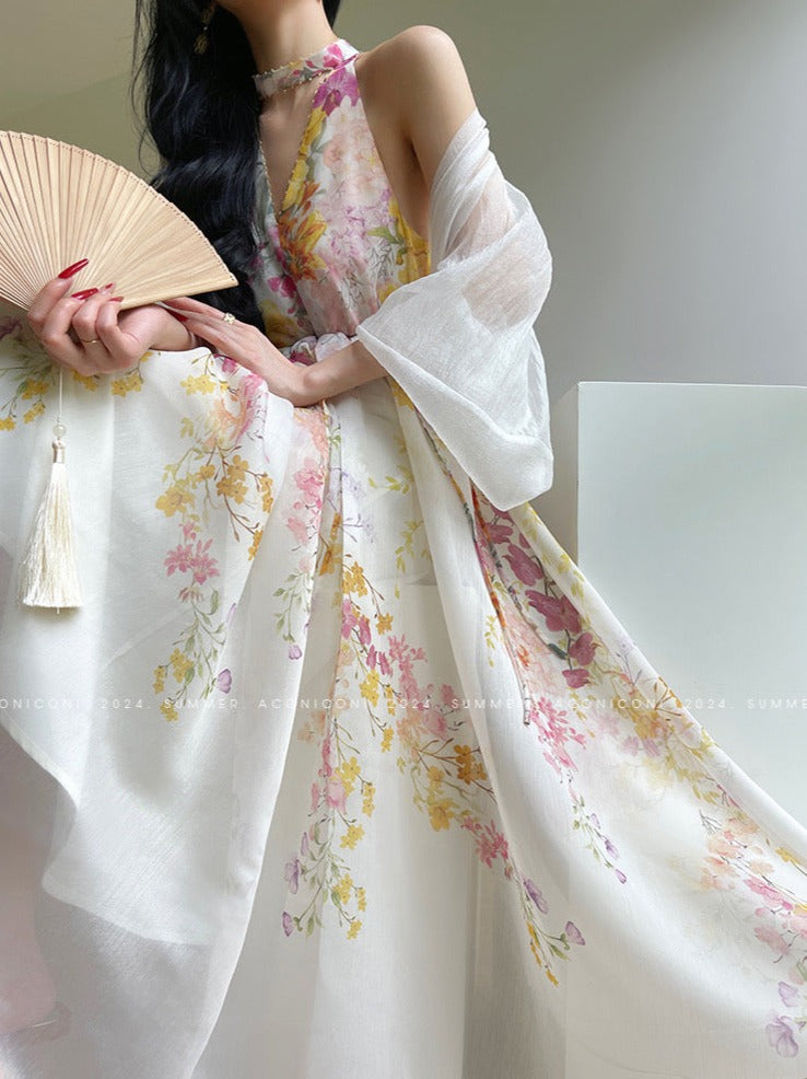 Aconiconi|Day Lily Japanese Style V-neck Summer Dress