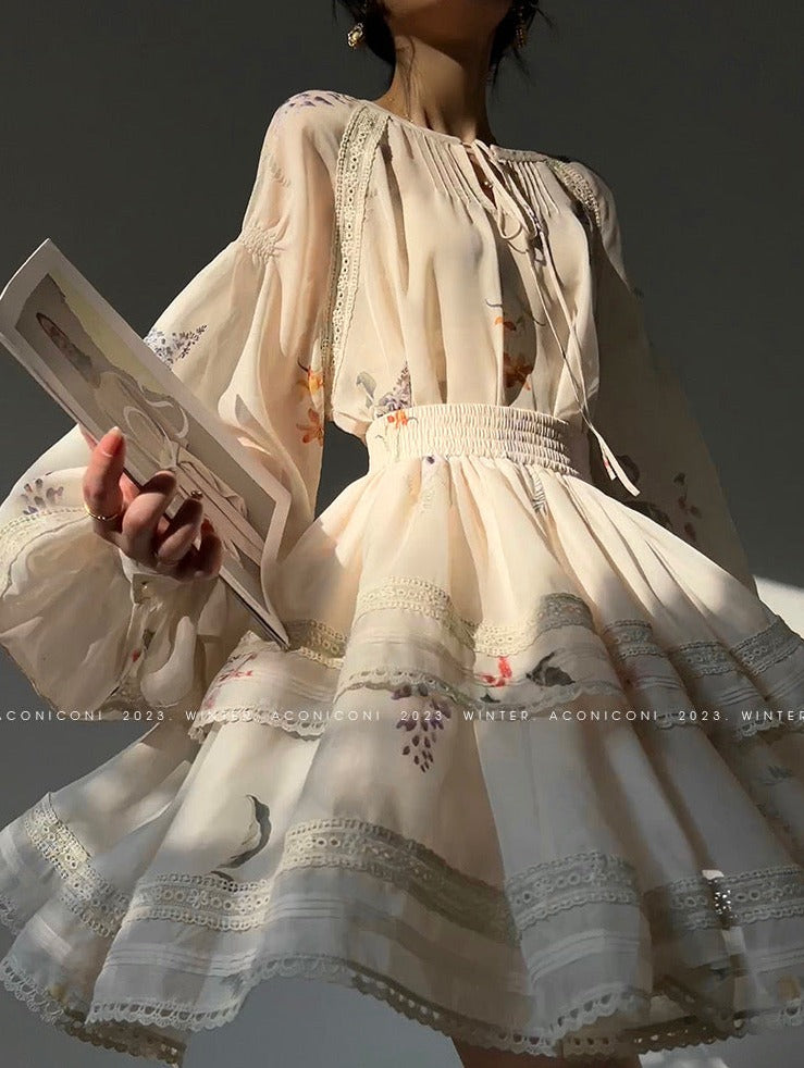 Aconiconi|Moon Shadow Camellia Skirt Suit