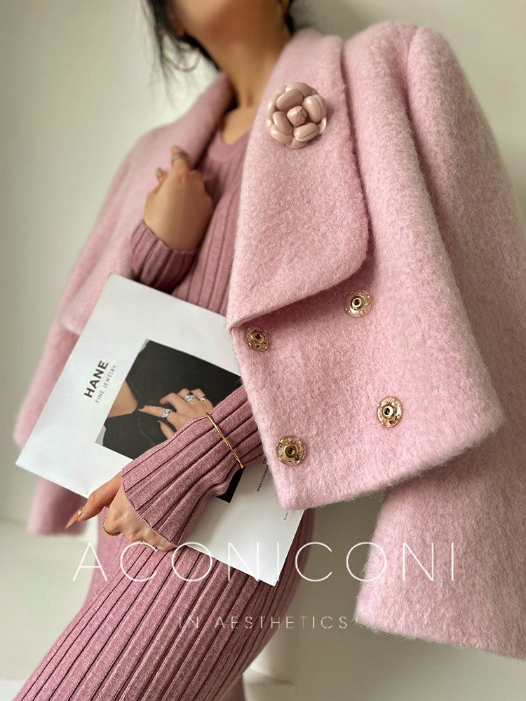 Aconiconi|Sweet Peach Women's Wool Coat