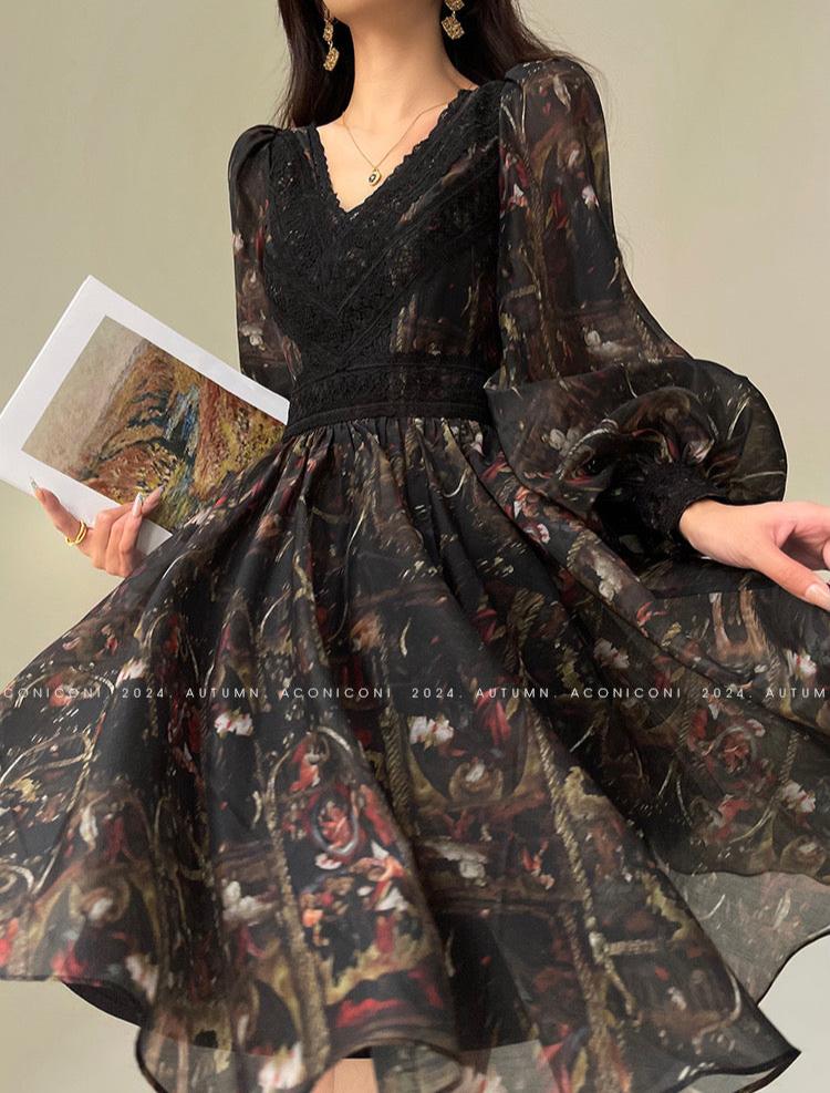 Aconiconi|Silken Moon Long Sleeve Autumn dress