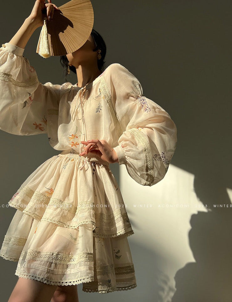Aconiconi|Moon Shadow Camellia Skirt Suit