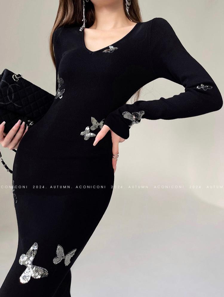 Aconiconi|Silverdew Charm Slim Long Dress