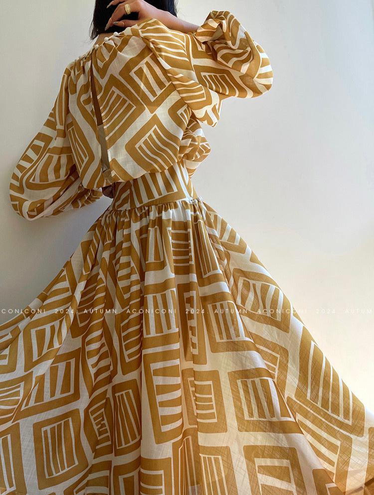 Aconiconi|Opal Dusk V-neck Temperament Dress