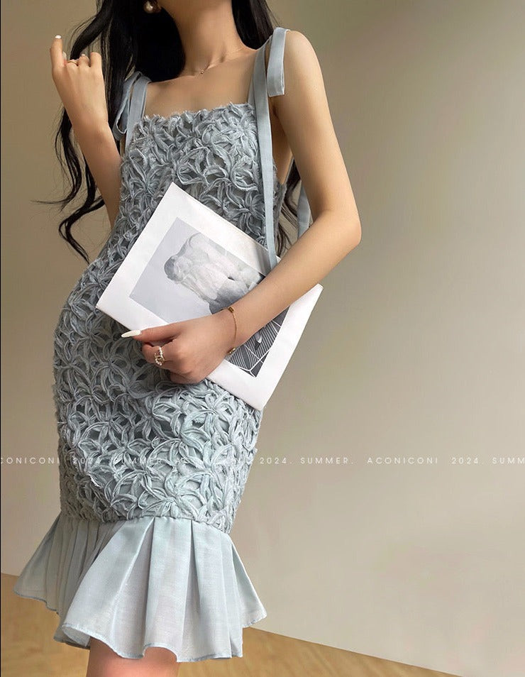 Aconiconi|Quiet Night Orchid Retro Suspender Dress