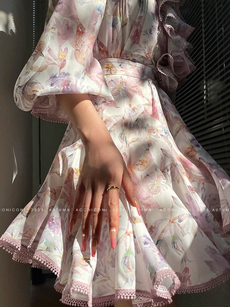 Aconiconi|Crape Myrtle Floral Feminine Suit