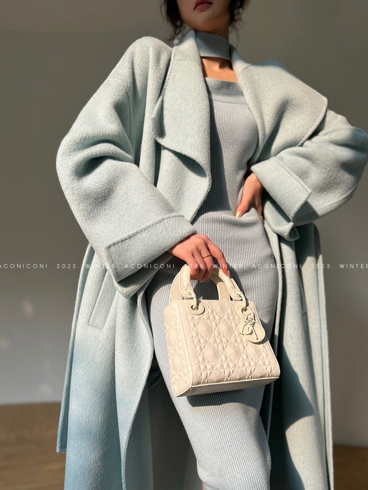 Aconiconi|Dark Night & Sea Waves Double-Sided Wool Coat