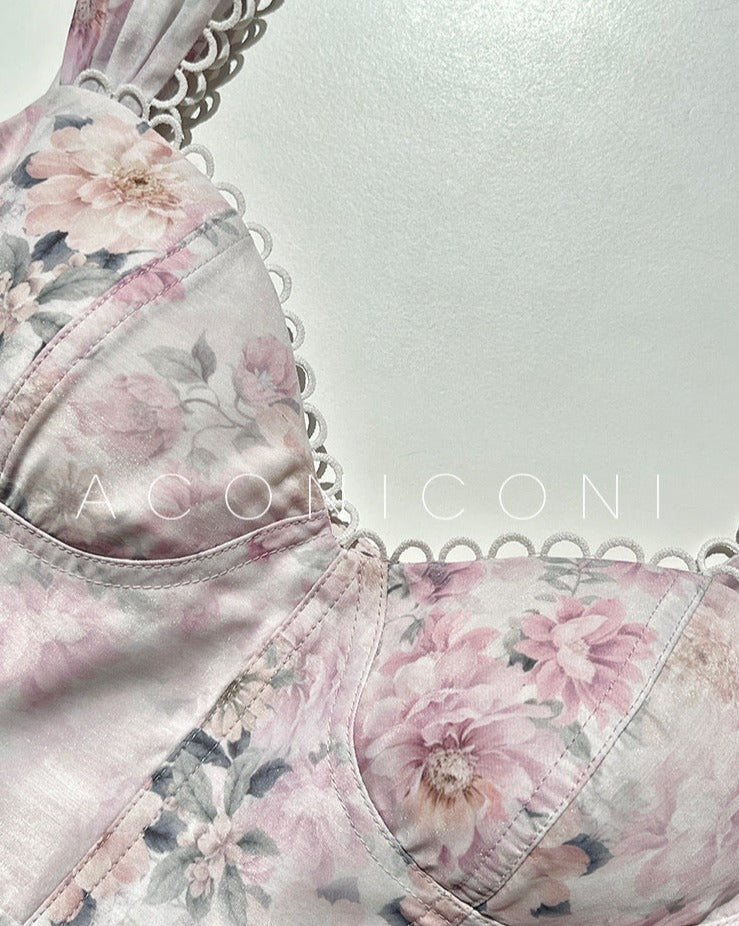 Aconiconi|Spring Flower Long Feminine Dress